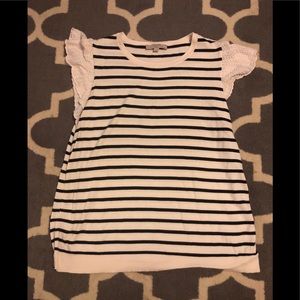 Loft Plus navy and white striped shirt